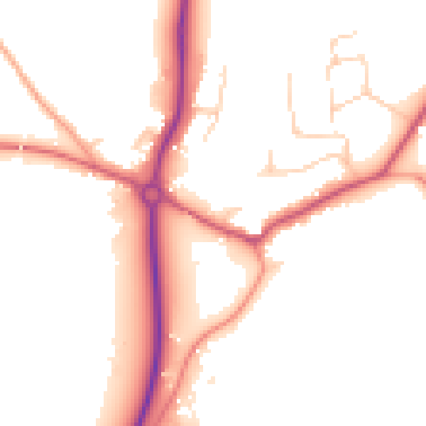 Daytime road noise heatmap for GU22 9QT