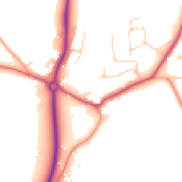 Daytime road noise heatmap for GU22 9QU