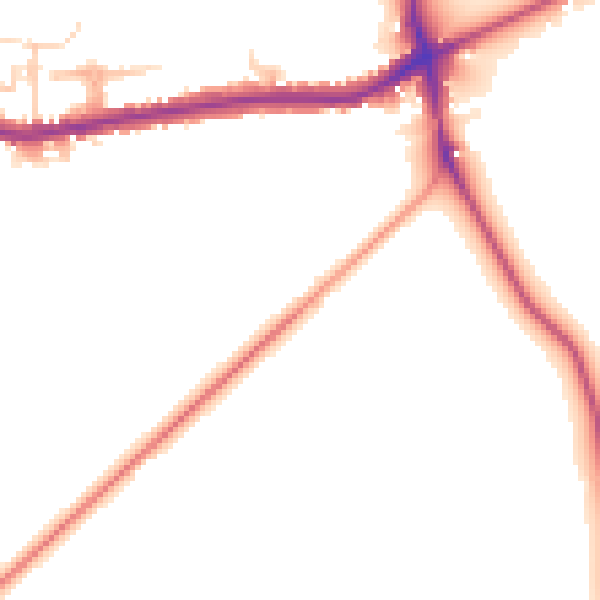 Daytime road noise heatmap for GU24 0BL