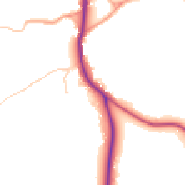 Daytime road noise heatmap for GU24 0BQ