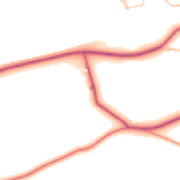 Daytime road noise heatmap for GU24 0DN