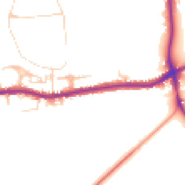 Daytime road noise heatmap for GU24 0ET