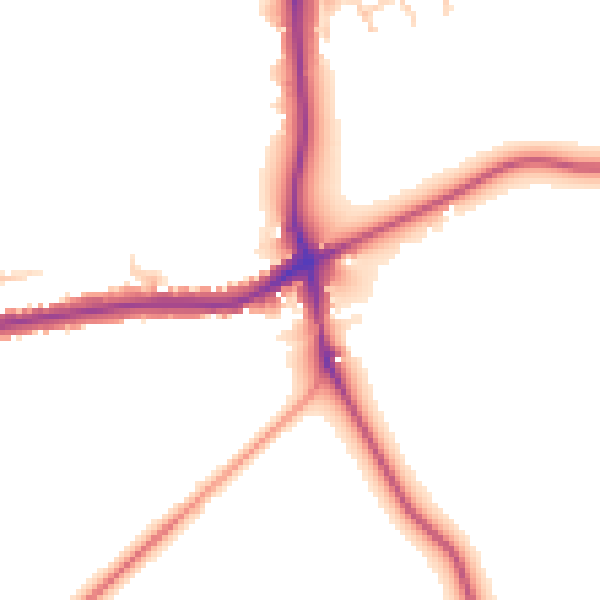 Daytime road noise heatmap for GU24 0EY