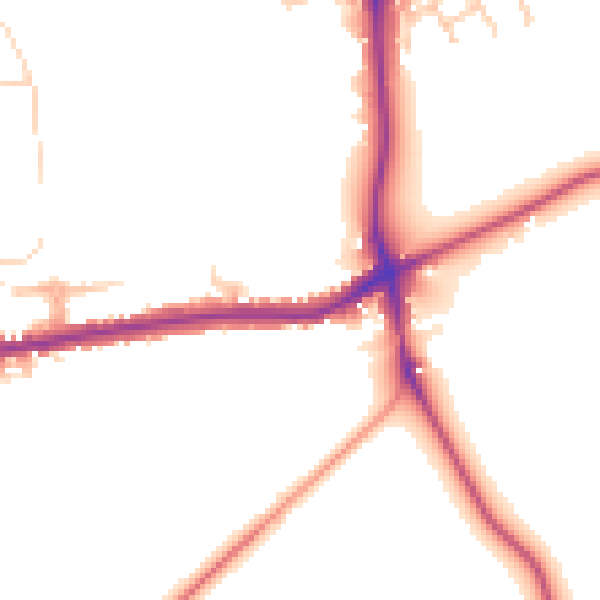 Daytime road noise heatmap for GU24 0HE