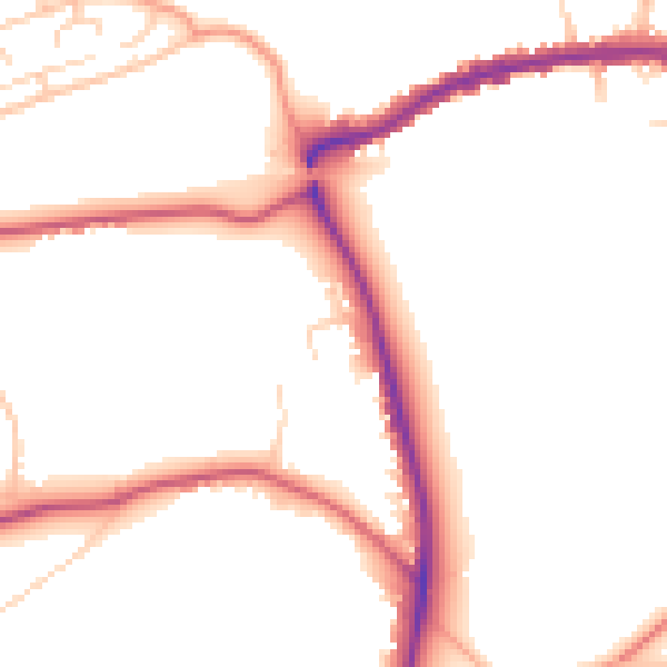 Daytime road noise heatmap for GU24 0JA