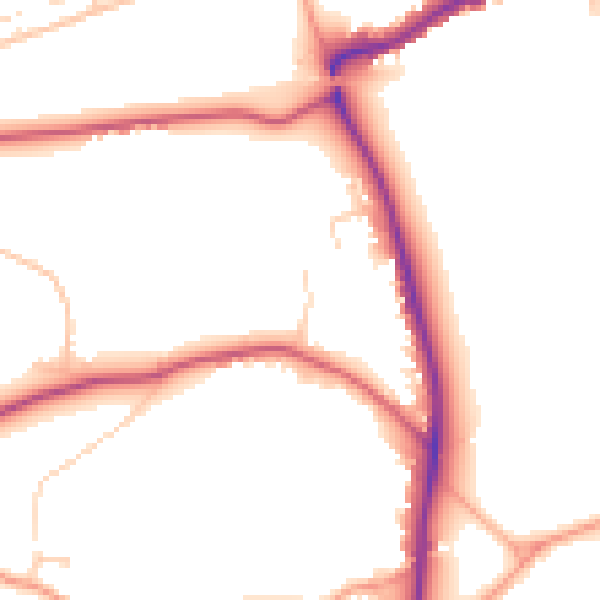Daytime road noise heatmap for GU24 0JP