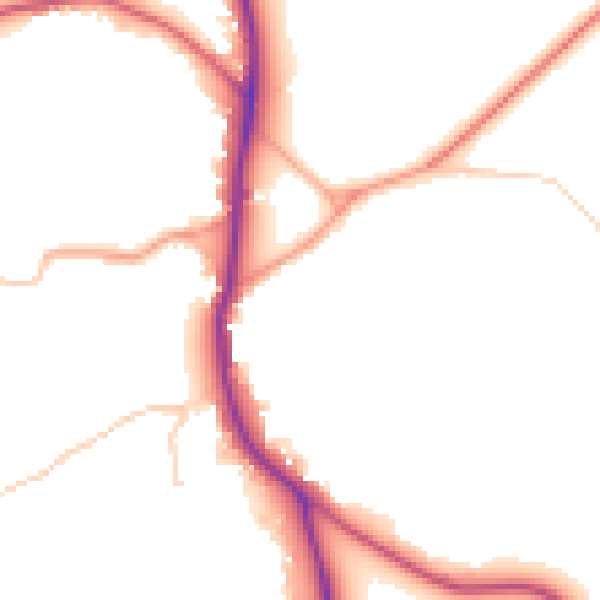 Daytime road noise heatmap for GU24 0JX