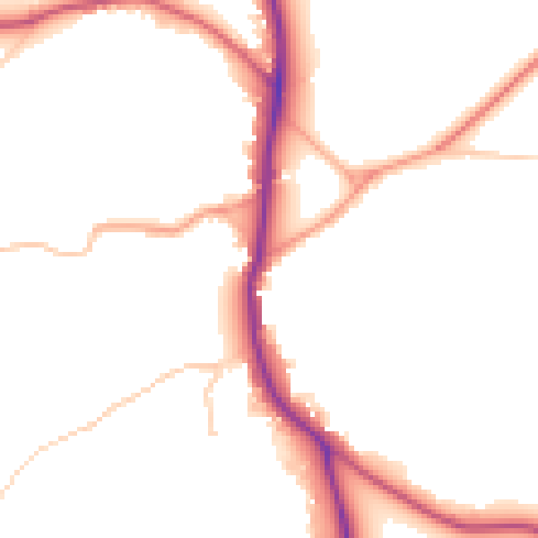 Daytime road noise heatmap for GU24 0LP