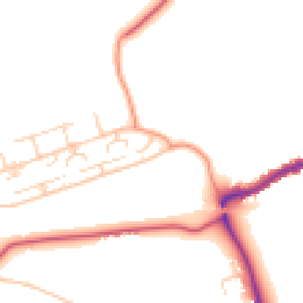 Daytime road noise heatmap for GU24 0NU
