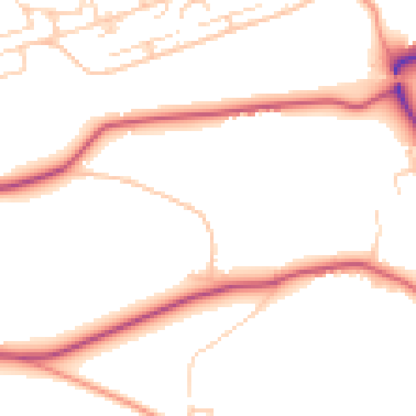 Daytime road noise heatmap for GU24 0QB