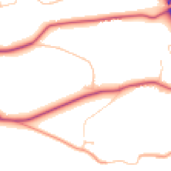 Daytime road noise heatmap for GU24 0QE