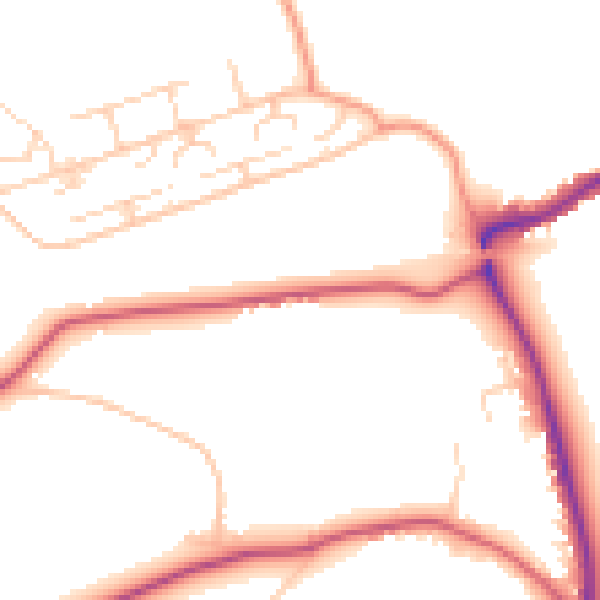 Daytime road noise heatmap for GU24 0QG