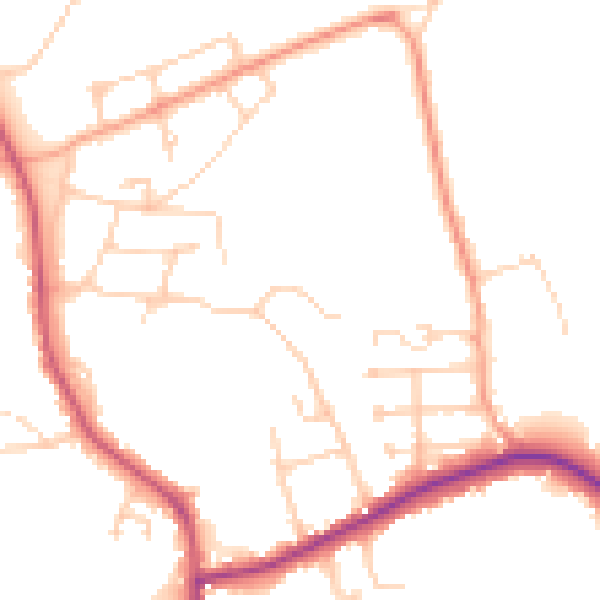 Daytime road noise heatmap for GU24 8BF