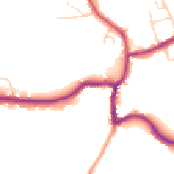 Daytime road noise heatmap for GU24 8BY