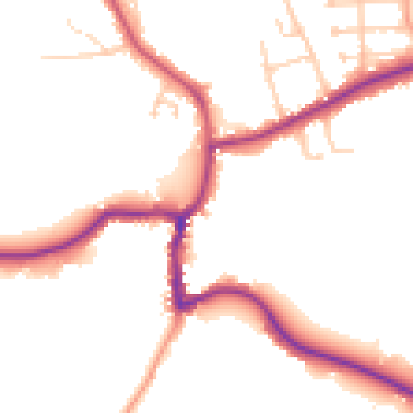 Daytime road noise heatmap for GU24 8LZ