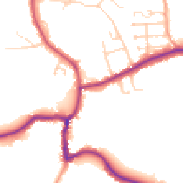 Daytime road noise heatmap for GU24 8NB