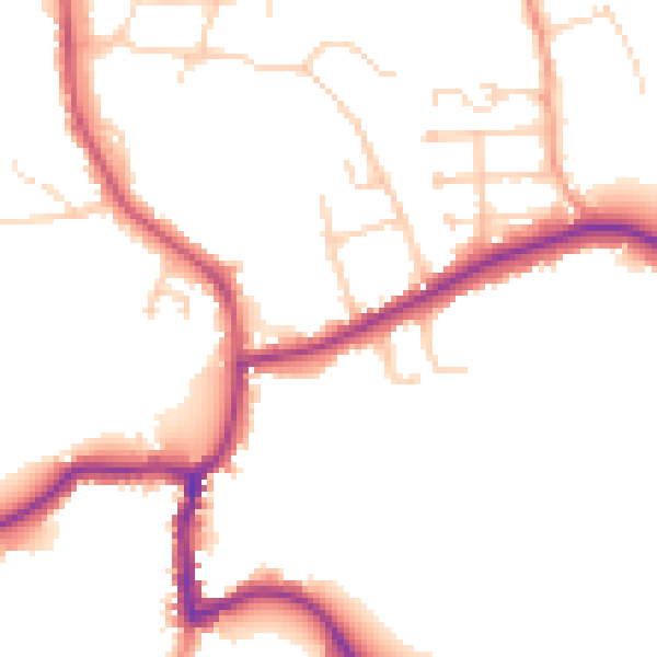 Daytime road noise heatmap for GU24 8ND