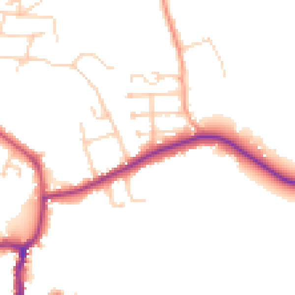 Daytime road noise heatmap for GU24 8PN