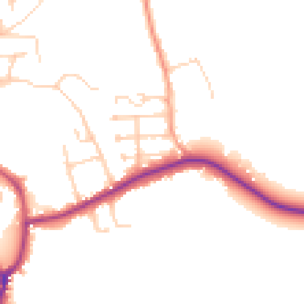 Daytime road noise heatmap for GU24 8PP