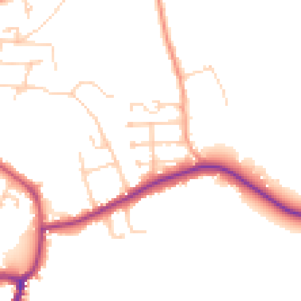 Daytime road noise heatmap for GU24 8PW