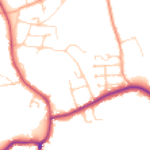 Daytime road noise heatmap for GU24 8QH
