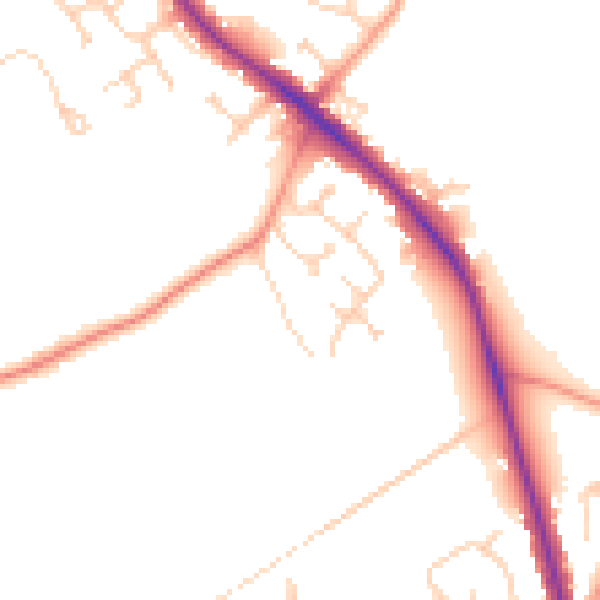 Daytime road noise heatmap for GU24 9AP