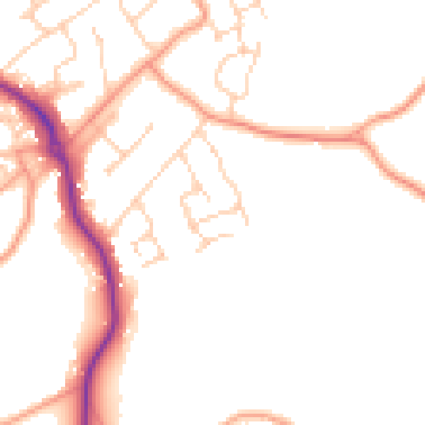 Daytime road noise heatmap for GU24 9BP