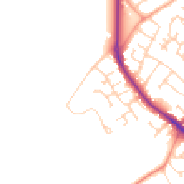 Daytime road noise heatmap for GU24 9BS