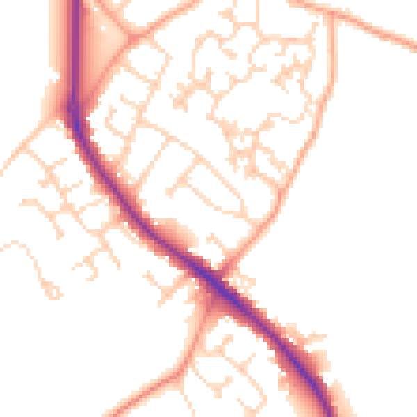 Daytime road noise heatmap for GU24 9DG