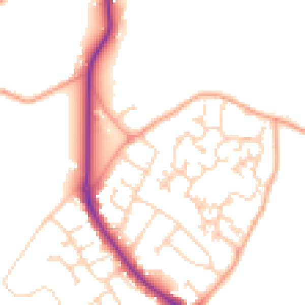 Daytime road noise heatmap for GU24 9DT