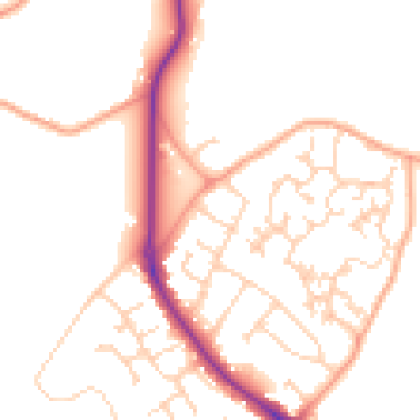 Daytime road noise heatmap for GU24 9EE