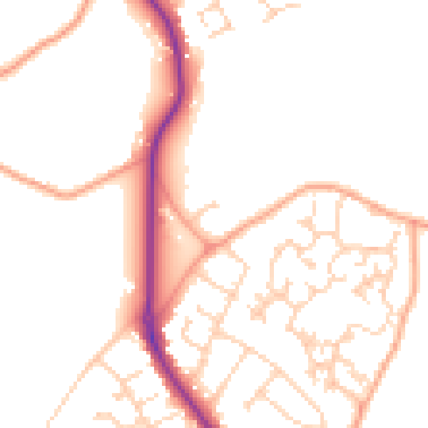 Daytime road noise heatmap for GU24 9EF
