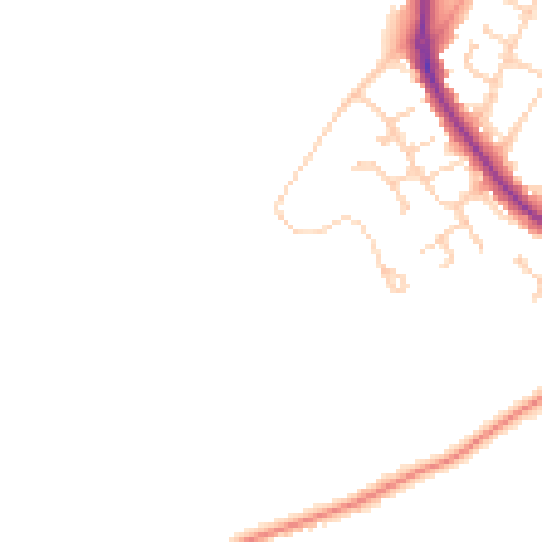 Daytime road noise heatmap for GU24 9EU