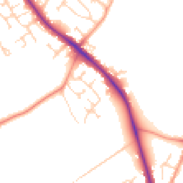 Daytime road noise heatmap for GU24 9FN