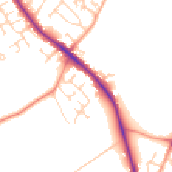 Daytime road noise heatmap for GU24 9FR