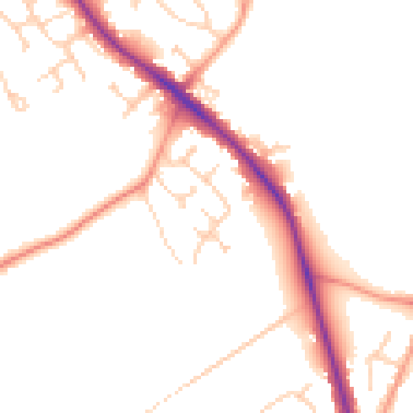 Daytime road noise heatmap for GU24 9FS