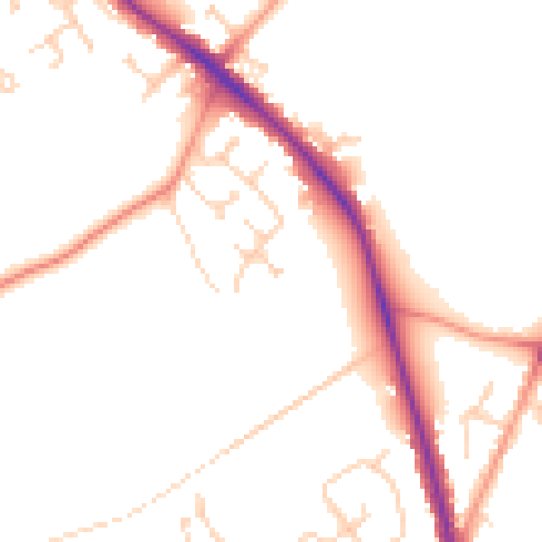 Daytime road noise heatmap for GU24 9FT