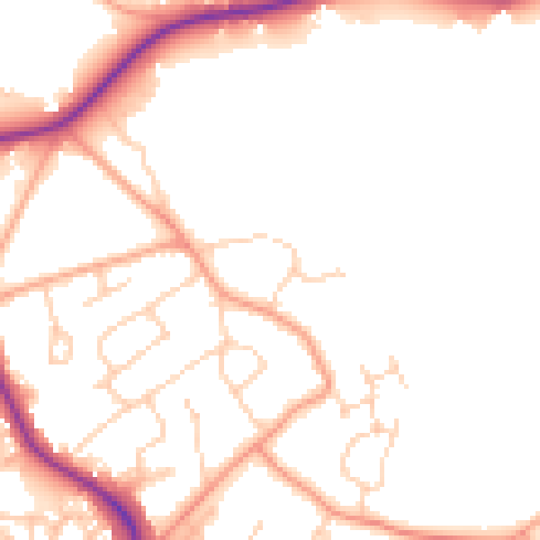 Daytime road noise heatmap for GU24 9FX