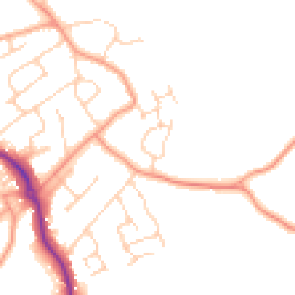 Daytime road noise heatmap for GU24 9GD