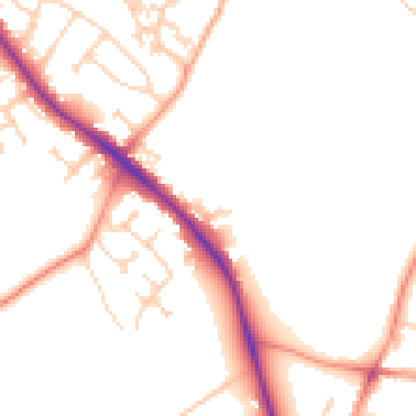 Daytime road noise heatmap for GU24 9GF