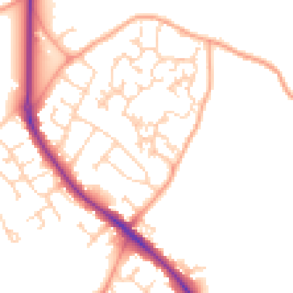 Daytime road noise heatmap for GU24 9HA
