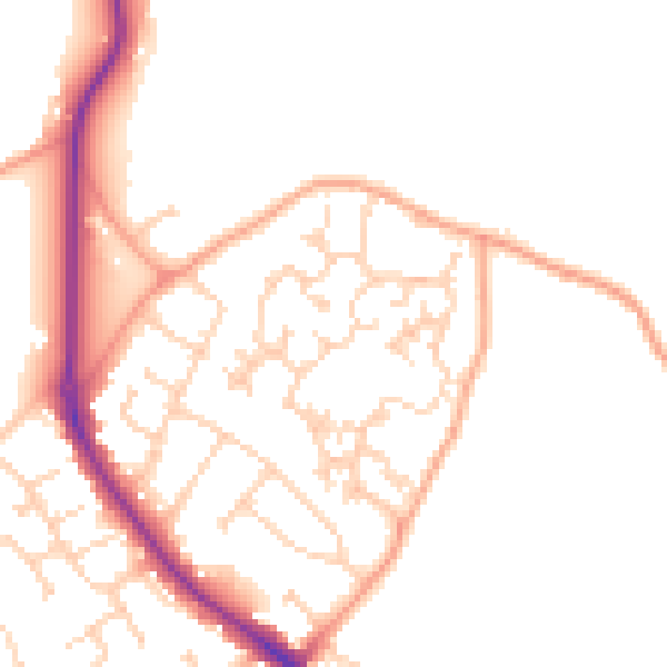 Daytime road noise heatmap for GU24 9HB