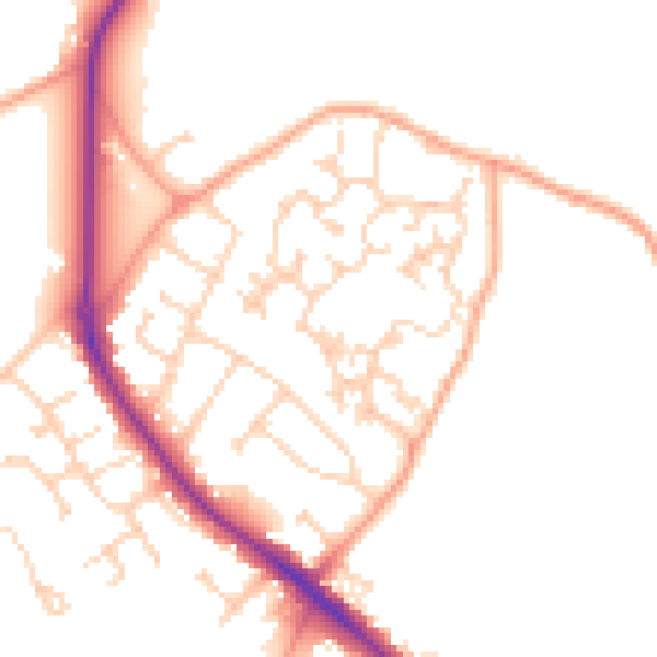 Daytime road noise heatmap for GU24 9HF