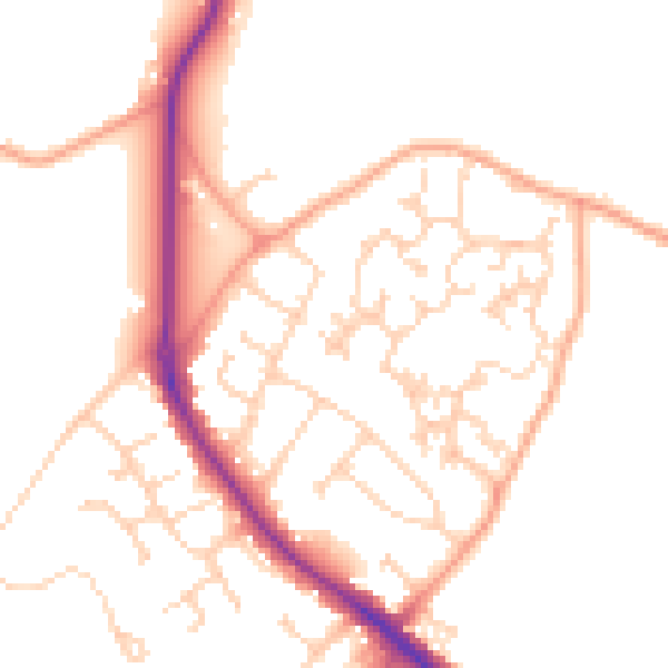 Daytime road noise heatmap for GU24 9HH