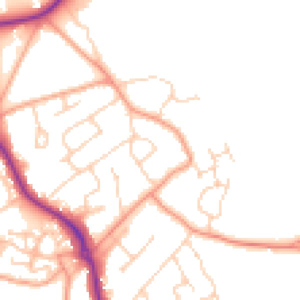 Daytime road noise heatmap for GU24 9HX