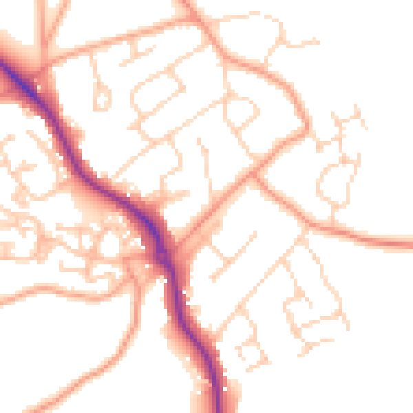 Daytime road noise heatmap for GU24 9LL