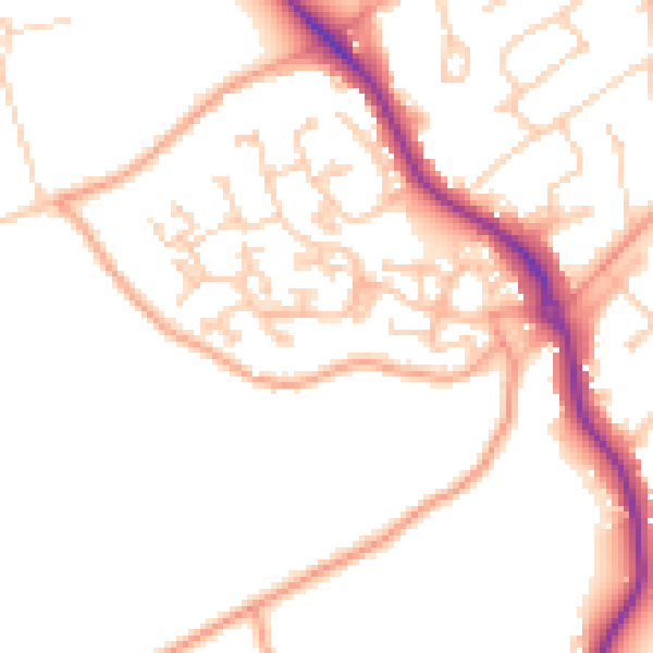 Daytime road noise heatmap for GU24 9NY