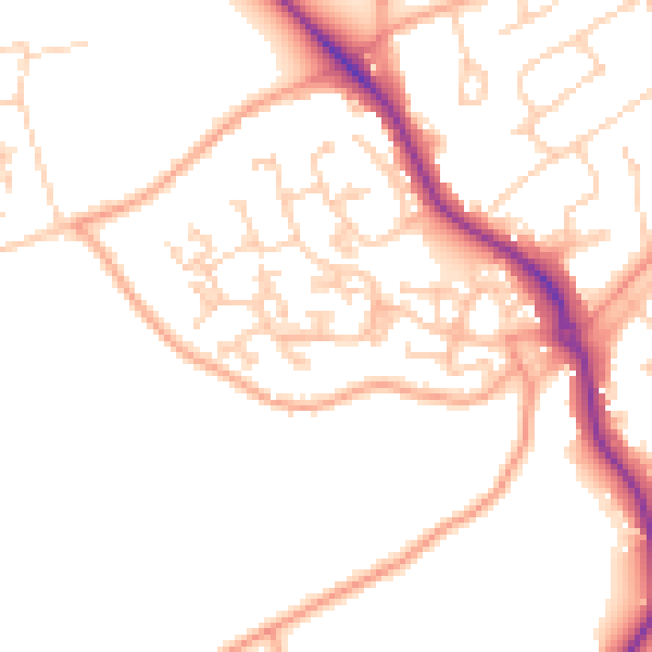Daytime road noise heatmap for GU24 9PH
