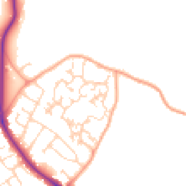 Daytime road noise heatmap for GU24 9RU
