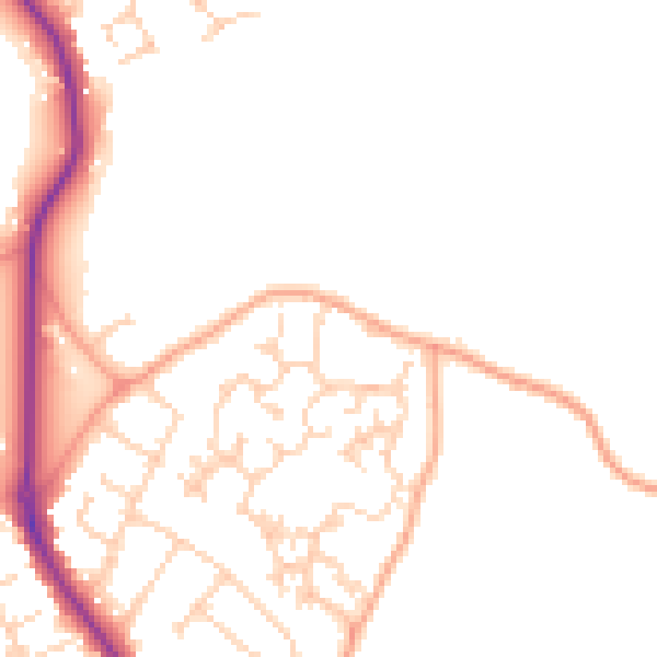 Daytime road noise heatmap for GU24 9SB